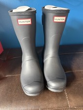 Hunter womens Short Back Adjustable Waterproof Rain Boots Navy Buckle US 7 picture