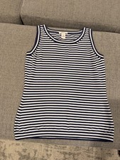 Vintage Harold’s Women’s M Navy White Striped Cotton Knit Tank Top Nautical picture