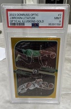 Panini 2023-24 Donruss Optic Optical Illusions Tatum/Brown #2 Gold PSA 9 7/10 picture