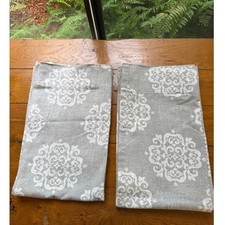 West Elm Gray Arabesque Drapes 48x84 Cotton 2 Panels White and Gray Print picture