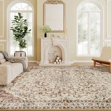 HOMCOM Machine Washable Area Rug 5x7, Non-Slip Boho Floor Carpet, Mixed-Brown picture