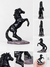 Black Rearing Horse Figurine Sculpture Equestrian Statue Home Decor Collectible picture