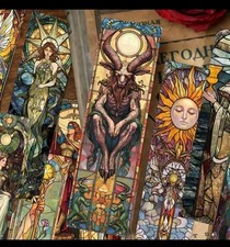 5 Bookmarks Books Painted Glass Medieval Middle Ages Magic Fantasy Book Marks picture
