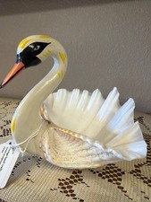 Vintage handcraft, seashell, swan, sculpture, folk art picture