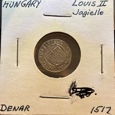 Hungary Louis II Jagiello Denar 1517 Silver 0.50 Fine Rethy 306B picture