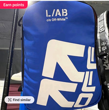 Off-White Blue Logo Backpack Zip Closure Adjustable Strap Men’s Travel picture