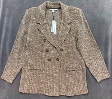 NEW CHICO'S $160 TWEED DOUBLE BREASTED BLAZER  CARDIGAN SWEATER SZ M picture