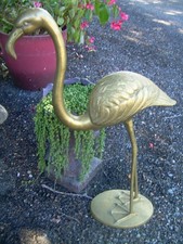 VTG MCM  Brass Flamingo 30” Figurine Sculpture Statue picture