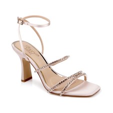 Jewel Badgley Mischka Paulette Square Toe Dress Sandals Champagne Satin picture