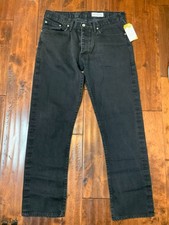 Gustin Men's Black Selvedge Denim Slim Straight Raw Jeans, Size 34 picture