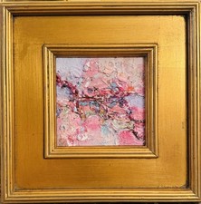 KADLIC Abstract Pink Impasto  Oil Painting Gold Gilt 12