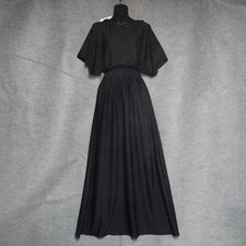 KOH KOH Black Maxi Dress Womens Medium Smocked Waist Short Sleeve Flowy Pleated picture