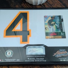 2002 Playoff Absolute Memorabilia Miguel Tejada Oakland A's Auto Plaque #38 /40 picture