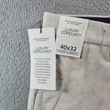 NEW Roundtree & Yorke Corduroy Pants Men 40 x 32 Flat Front Stretch Off White picture