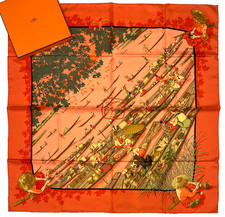 HERMES SCARF 90  'Marche Flottant Du Lac Inle' Floating Market Carre picture