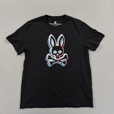 Psycho Bunny Shirt Mens Large Black Skull Bunny Graphic Tagless T-Shirt Tee picture