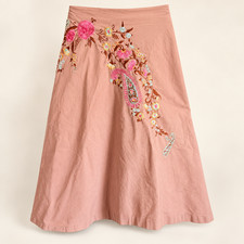 Anthropologie Odille Bird of Paradise Applique Skirt 2 Floral Fiesta Purple Pink picture