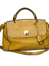 Great MCM Lg. Yellow. Leather Verona, Top-Handle w/Turn-key Lock, 2-Way Satchel picture
