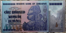 Zimbabwe $100 Trillion Dollar Silver Foil Note Banknote Money Collection picture