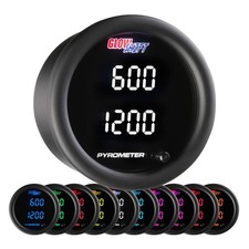 GlowShift Dual Digital EGT Pyro Exhaust Temp Gauge Kit w/ Probe Sensor, 10 Color picture