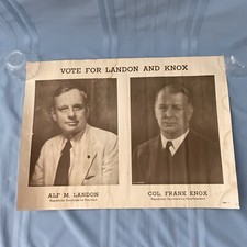 Vintage 1936 Presidential Campaign Poster Republican Candidate Landon & Knox picture