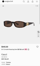 Gucci GG1661S Rectangle Sunglasses Tortoise Full Rim Frame Brown Tinted Lens picture