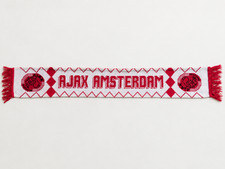 Vintage Ajax Amsterdam Football Scarf 80s 90s Old Crest Red White Rare picture