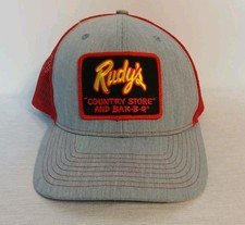 Rudy’s Country Store BBQ Texas Gray Red Embroidered Logo Trucker Hat picture