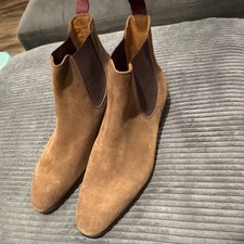 Ted Baker Tan Suede Chelsea Ankle Boots US 12 Almond Toe Pull Tab *BRAND NEW* picture