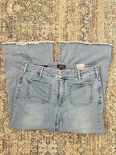 NYDJ Wide Leg Patch-Pocket Fringe-Hem Jeans Size 10 picture