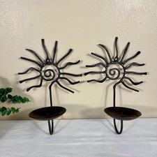 Vintage Pier 1 Celestial Sun Iron Candle Holder Scones | Set of 2 picture