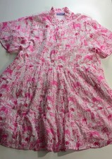 Ro's Garden Vibeka Short-Sleeve Mini Dress size L pink Safari Print Ruffle Anthr picture