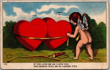 Vintage Cupid Valentine Postcard 1908 Lockport NY Julius Bien Hearts picture