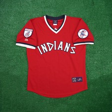 Cleveland Indians 1976 Cooperstown Throwback Men's Red Away Jersey w/ Team Patch picture
