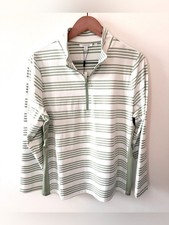 NWT Chico’s Zenergy UPF 50+ Stripe Half Zip Golf Top Moroccan Mint L picture