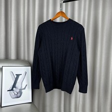 Polo Ralph Lauren Men’s Cotton Cable Knit Crew Neck Sweater Black Size XL NWT picture