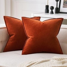 MIULEE Fall Decorative Burnt Orange Velvet Throw Pillow Covers 18x18 Inch picture