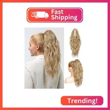 Flufymooz Ponytail Extension, 18Inch Claw Clip Ponytail Extension, Wavy Curly Cl picture