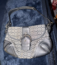 Coach 6818 SMALL Vintage Soho Black Leather and Signature C Canvas Shoulder Bag- picture