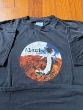 vintage Tultex 1995 Alanis Morissette Black Graphic Music T-Shirt Band Tee picture
