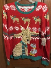 NWT Men's Large Jolly Sweaters Drunk Goat Christmas Knit Sweater Ugly Christmas picture