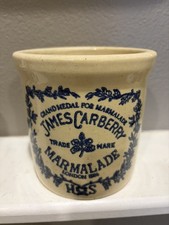 Antique James Carberry Marmalade Stoneware Crock Pottery 1/4 Gallon 5.5” BEAUTY picture