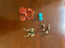 Vintage Pierced Earrings Lot Drop Dangle Enamel  picture