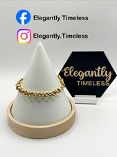 18K Solid Gold Rolo Bracelet Size 6.75 inches | 26B19 picture