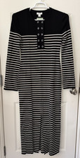 H&M Edition Long Rib Knit Maxi Dress M Black White Striped NWT Button Slit picture