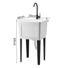 Plastic Utility Sink Laundry Tub with 360° Rotatable Faucet, 19'' x 19'' x 33'' picture