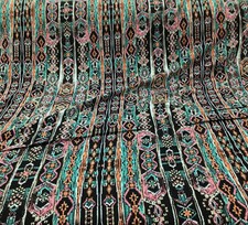 Fabric Challis Rayon Apparel Pink Teal Orange Tan White Black Aztec F420 picture