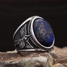 St Michael Ring 316L Stainless Steel – Lapis Lazuli Religious Amulet Ring for Me picture