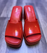 Melissa Women’s Logo Slide Sandals Slip-On Red Vegan Solid US 7 EU 38 #4 picture