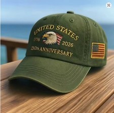 US 250th Anniversary Embroidered Eagle Sports Sun Hat American Flag Baseball Cap picture